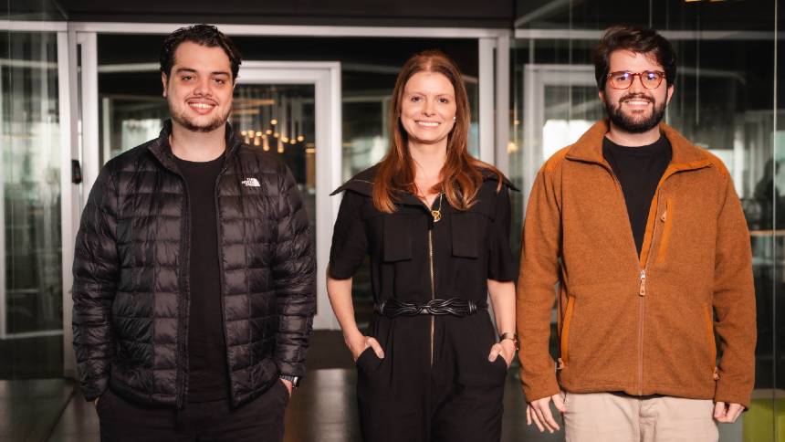 Os fundadores da Core AI: Enrico Francesco Damiani, Carolina da Costa Carvalho e  Fernando Martins 