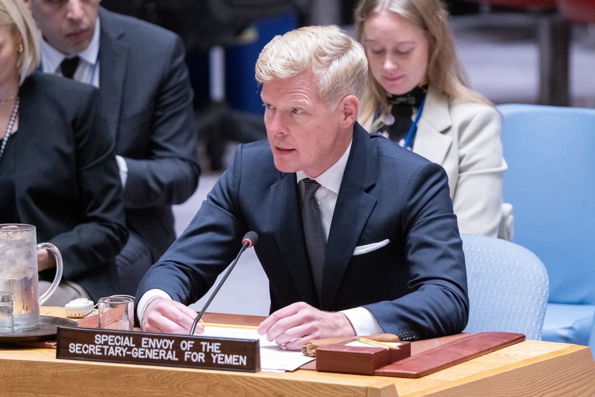 Hans Grundberg, enviado especial da ONU para o Iêmen, informa o Conselho de Segurança sobre a situação no Iêmen.