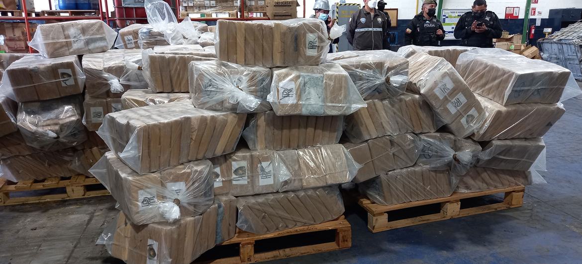 Pacotes contendo cocaína apreendidos pelas autoridades do Equador. (arquivo)